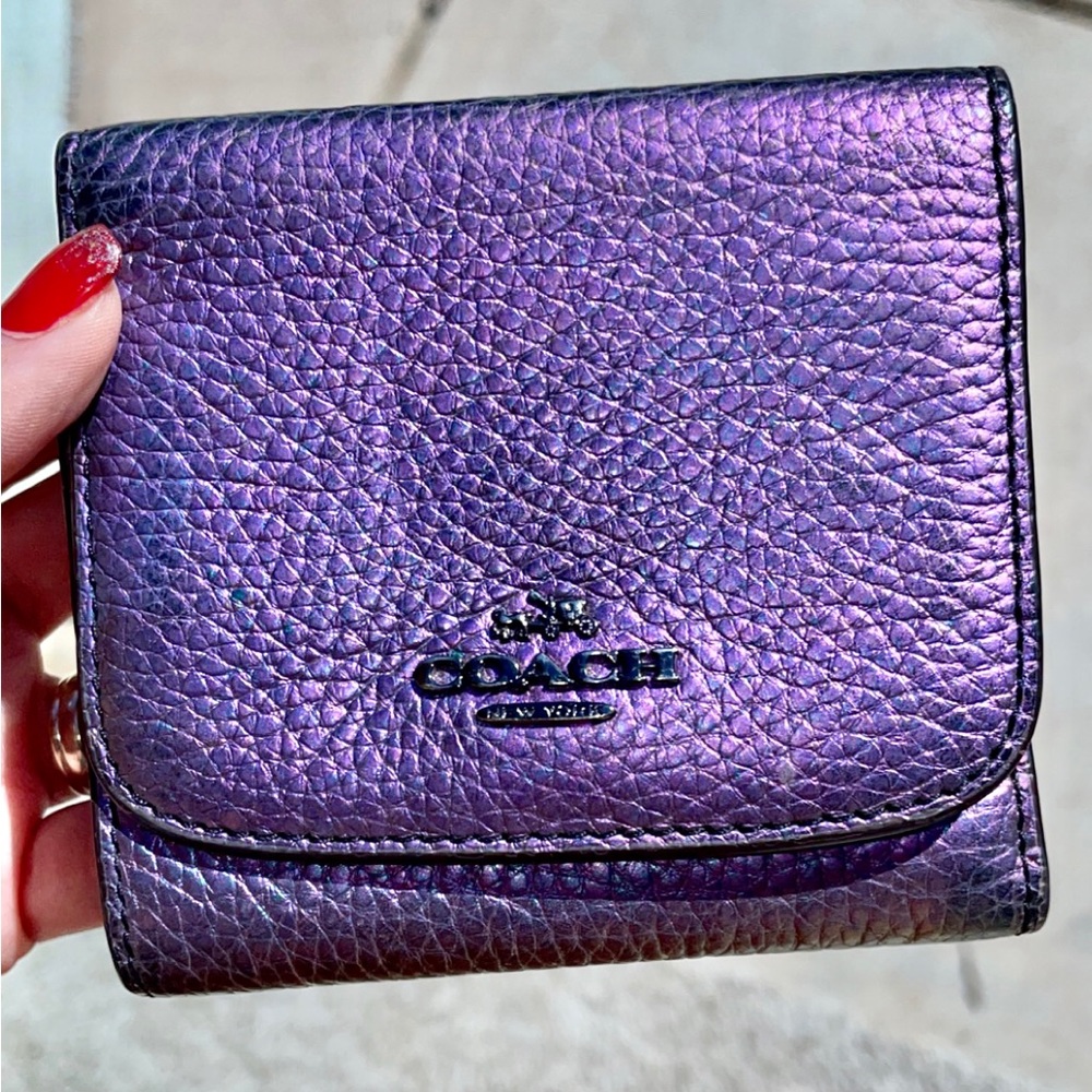 Special edition Coach Hologram Purple Iridescent Snap Wallet